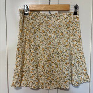 Reformation retro yellow floral mini skirt size 4 EUC